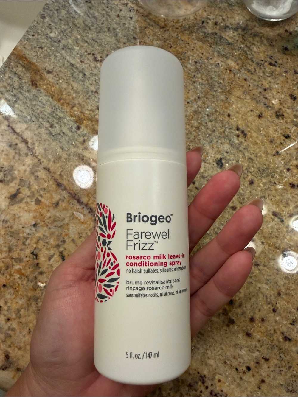 Briogeo Farewell Frizz Rosarco Milk Spray - White with Pink Accents